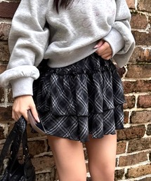 clear | 2段フリルティアードチェックミニスカート[ガーリー 着回し抜群]≪SS新作≫(スカート)