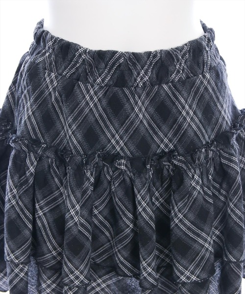 clear（クリア）の「2段フリルティアードチェックミニスカート[ガーリー 着回し抜群]（スカート・レディース・ブラック/ブラウン/レッド・F）」の14枚目の写真