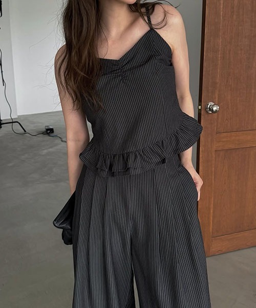 WILLFULLY（ウィルフリー）の「undulate gather frill stripe cami 