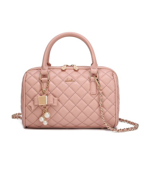 dazzlin（ダズリン）の「【dazzlin/ダズリン】キルティング　リボンキーチャーム付ボストンバッグ／500mlペットボトル収納可（ボストンバッグ・レディース・ブラック/ピンク/アイボリー/ミント・FREE）」の13枚目の写真