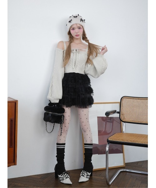 darich レースミニスカート　ブラックSサイズ ダーリッチ Darich ミックスレースフリルミニスカート