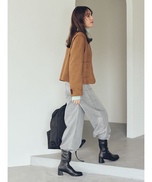 パッチポケットデザインバギーデニムパンツ（デニムパンツ）｜Mila