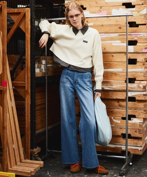 パッチポケットデザインバギーデニムパンツ（デニムパンツ）｜Mila