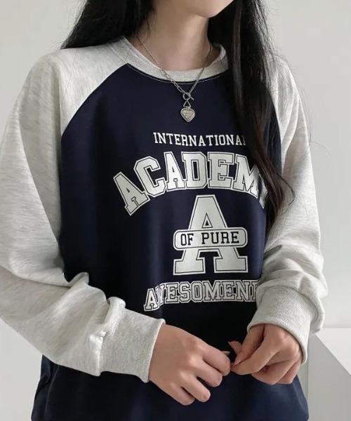 SHEPP(シープ)の「ラグランプリントロゴ ルーズロンT(Tシャツ/カットソー・レディース・カーキ/グレー/ネイビー・L/M)」の14枚目の写真