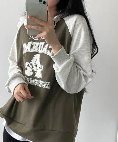 SHEPP(シープ)の「ラグランプリントロゴ ルーズロンT(Tシャツ/カットソー・レディース・カーキ/グレー/ネイビー・L/M)」の10枚目の写真