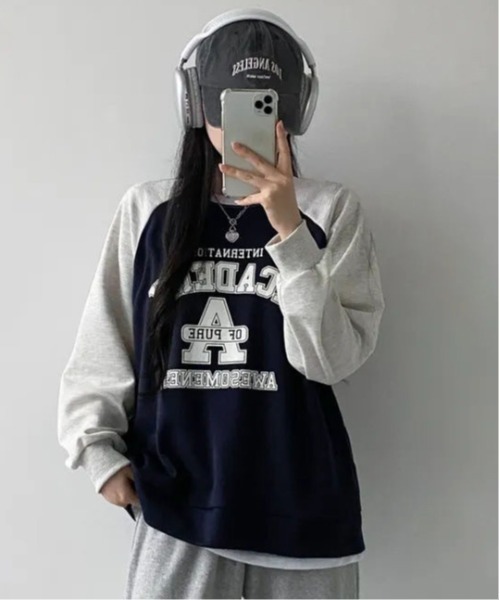 SHEPP(シープ)の「ラグランプリントロゴ ルーズロンT(Tシャツ/カットソー・レディース・カーキ/グレー/ネイビー・L/M)」の16枚目の写真