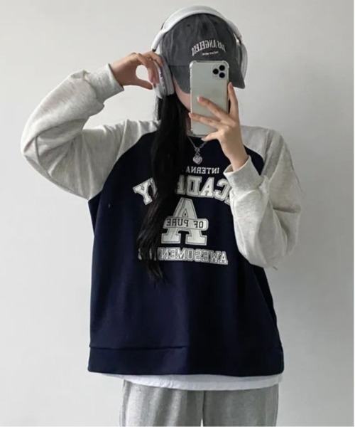 SHEPP(シープ)の「ラグランプリントロゴ ルーズロンT(Tシャツ/カットソー・レディース・カーキ/グレー/ネイビー・L/M)」の17枚目の写真