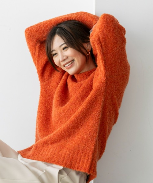 セール】UNDOVE やわらかブークレニットプルオーバー 【洗えるニット