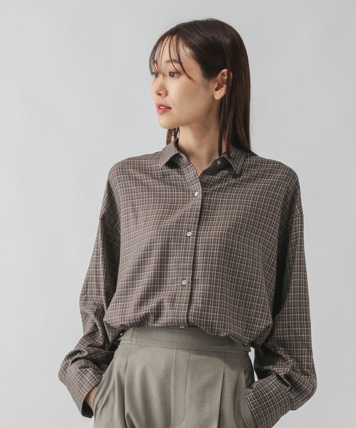 GLOBAL WORK(グローバルワーク)の「チェックシャツ長袖/579509(シャツ/ブラウス・レディース・ブルー系その他/ブラウン系その他/ブラック系その他/ブラウン系その他7・FREE)」の2枚目の写真