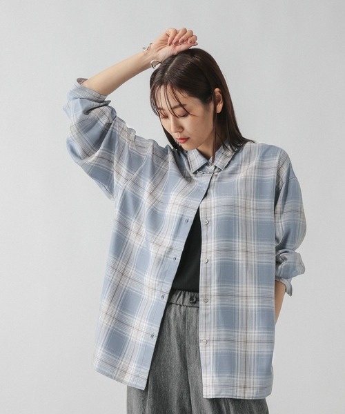 GLOBAL WORK(グローバルワーク)の「チェックシャツ長袖/579509(シャツ/ブラウス・レディース・ブルー系その他/ブラウン系その他/ブラック系その他/ブラウン系その他7・FREE)」の4枚目の写真