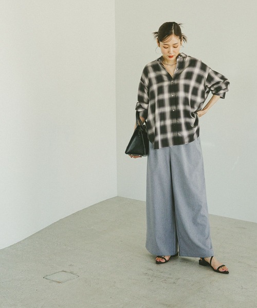 GLOBAL WORK(グローバルワーク)の「チェックシャツ長袖/579509(シャツ/ブラウス・レディース・ブルー系その他/ブラウン系その他/ブラック系その他/ブラウン系その他7・FREE)」の5枚目の写真