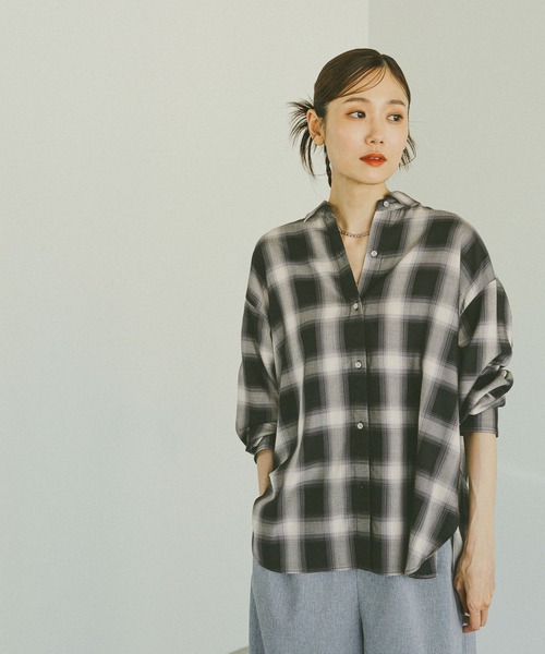 GLOBAL WORK(グローバルワーク)の「チェックシャツ長袖/579509(シャツ/ブラウス・レディース・ブルー系その他/ブラウン系その他/ブラック系その他/ブラウン系その他7・FREE)」の7枚目の写真