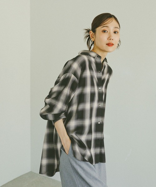 GLOBAL WORK(グローバルワーク)の「チェックシャツ長袖/579509(シャツ/ブラウス・レディース・ブルー系その他/ブラウン系その他/ブラック系その他/ブラウン系その他7・FREE)」の8枚目の写真
