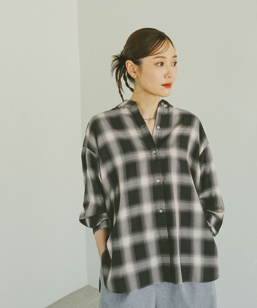 GLOBAL WORK(グローバルワーク)の「チェックシャツ長袖/579509(シャツ/ブラウス・レディース・ブルー系その他/ブラウン系その他/ブラック系その他/ブラウン系その他7・FREE)」の9枚目の写真