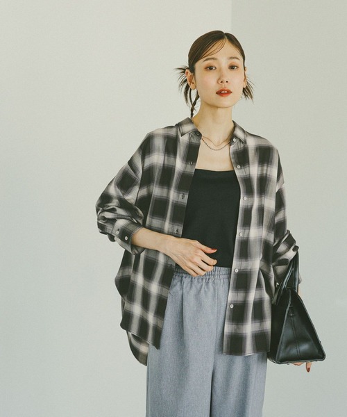 GLOBAL WORK(グローバルワーク)の「チェックシャツ長袖/579509(シャツ/ブラウス・レディース・ブルー系その他/ブラウン系その他/ブラック系その他/ブラウン系その他7・FREE)」の10枚目の写真