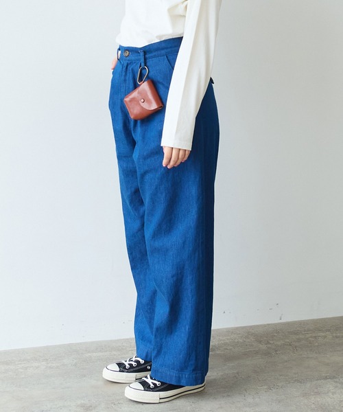 bulle de savon（ビュルデサボン）の「△8oz ムラ糸デニム パンツ（デニムパンツ・レディース・ネイビー・FREE）」の3枚目の写真