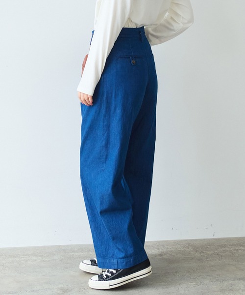bulle de savon（ビュルデサボン）の「△8oz ムラ糸デニム パンツ（デニムパンツ・レディース・ネイビー・FREE）」の4枚目の写真