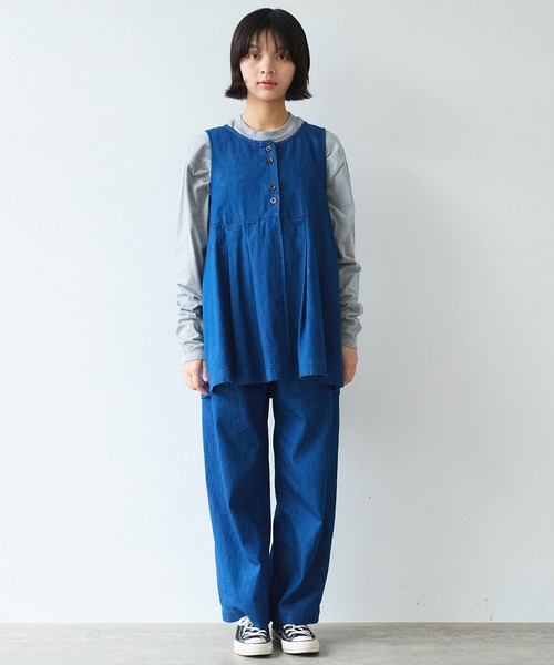 bulle de savon（ビュルデサボン）の「△8oz ムラ糸デニム パンツ（デニムパンツ・レディース・ネイビー・FREE）」の9枚目の写真