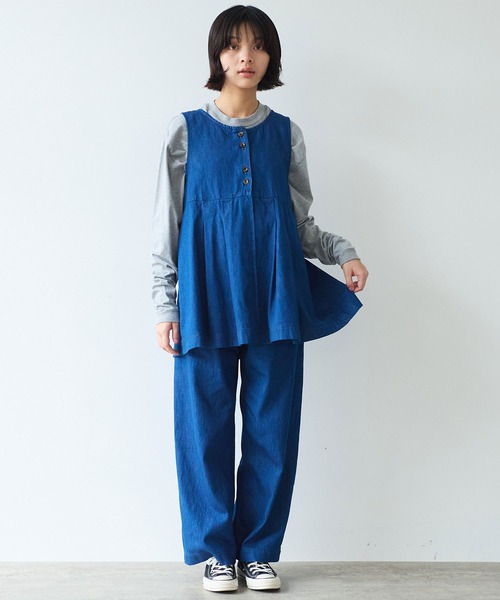 bulle de savon（ビュルデサボン）の「△8oz ムラ糸デニム パンツ（デニムパンツ・レディース・ネイビー・FREE）」の10枚目の写真