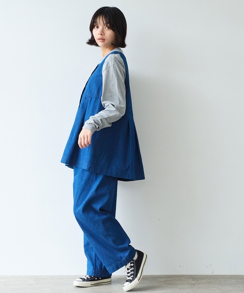 bulle de savon（ビュルデサボン）の「△8oz ムラ糸デニム パンツ（デニムパンツ・レディース・ネイビー・FREE）」の11枚目の写真