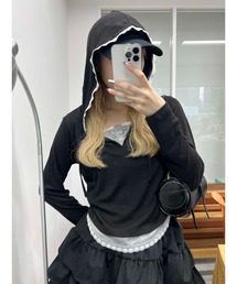 フェイクレイヤードカットパーカー