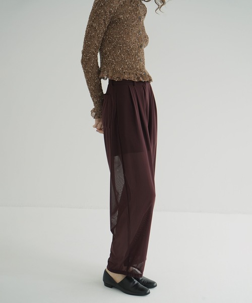 CLANE（クラネ）の「SHEER TUCK PANTS（その他パンツ・レディース・ボルドー/ブラック/アイボリー・0/1/2）」の14枚目の写真