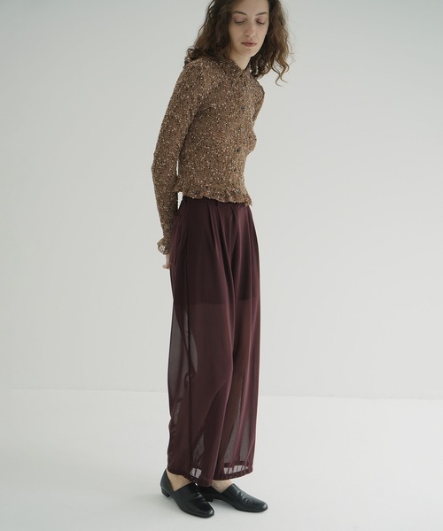 CLANE（クラネ）の「SHEER TUCK PANTS（その他パンツ・レディース・ボルドー/ブラック/アイボリー・0/1/2）」の13枚目の写真