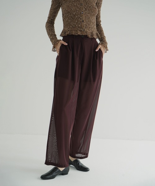 CLANE（クラネ）の「SHEER TUCK PANTS（その他パンツ・レディース・ボルドー/ブラック/アイボリー・0/1/2）」の11枚目の写真