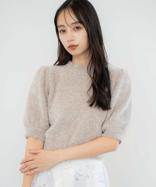 NOELA(ノエラ)の「【販路限定カラーあり】ラメシャギーニット(ニット/セーター・レディース・ブラック/オフホワイト/シルバー/ベージュ・フリー)」の1枚目の写真