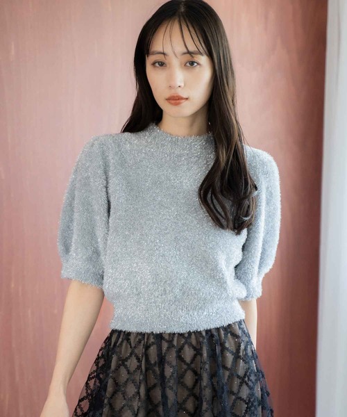NOELA(ノエラ)の「【販路限定カラーあり】ラメシャギーニット(ニット/セーター・レディース・ブラック/オフホワイト/シルバー/ベージュ・フリー)」の4枚目の写真