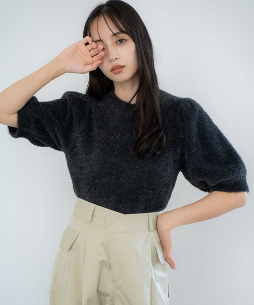 NOELA(ノエラ)の「【販路限定カラーあり】ラメシャギーニット(ニット/セーター・レディース・ブラック/オフホワイト/シルバー/ベージュ・フリー)」の5枚目の写真