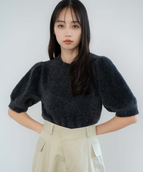 NOELA(ノエラ)の「【販路限定カラーあり】ラメシャギーニット(ニット/セーター・レディース・ブラック/オフホワイト/シルバー/ベージュ・フリー)」の7枚目の写真