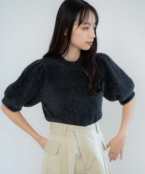 NOELA(ノエラ)の「【販路限定カラーあり】ラメシャギーニット(ニット/セーター・レディース・ブラック/オフホワイト/シルバー/ベージュ・フリー)」の8枚目の写真