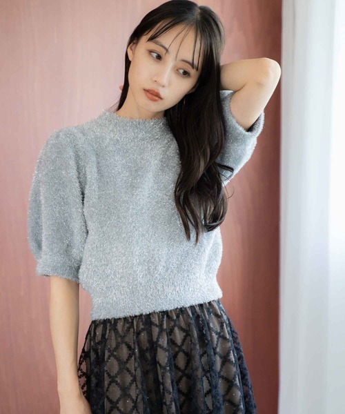 NOELA(ノエラ)の「【販路限定カラーあり】ラメシャギーニット(ニット/セーター・レディース・ブラック/オフホワイト/シルバー/ベージュ・フリー)」の19枚目の写真