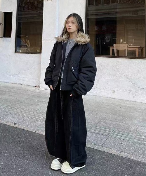 POSTELEGANT 2025AW新作 ファー取り外し可ブルゾン セール】【2025 AW 新作】フェイクファー着脱可能 ミリタリー