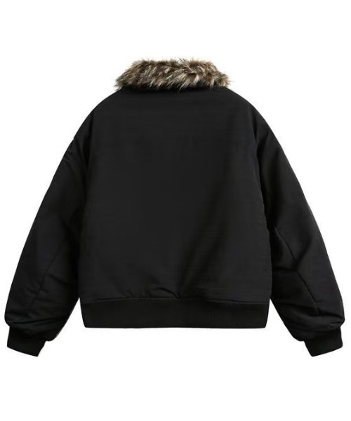 POSTELEGANT 2025AW新作 ファー取り外し可ブルゾン セール】【2025 AW 新作】フェイクファー着脱可能 ミリタリー