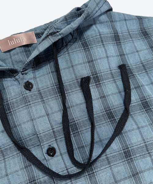 VIBGYOR(ヴィブジョー)の「オーバーサイズ チェックフーディーシャツ/ユニセックス(CZ)(シャツ/ブラウス・レディース・ブラウン/グレー/ブルー・MEDIUM/LARGE)」の21枚目の写真