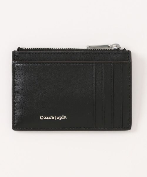 COACH Coachtopia 黒 レザー カードケース ジップ カード ケース・キー リング・チェッカーボード アップクラフト