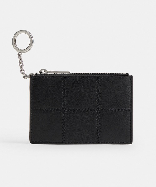 COACH Coachtopia 黒 レザー カードケース ジップ カード ケース・キー リング・チェッカーボード アップ
