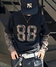 kutir(NeB[)NUMBER LOGO LAYERED LONG TEE^io[SC[hTEE(TVc/Jbg\[)