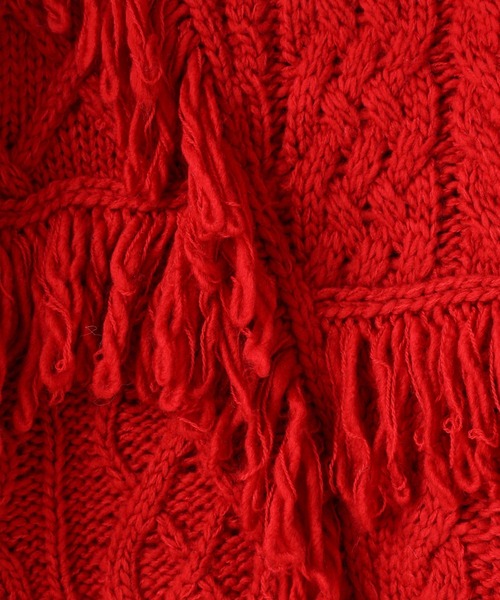 LOWRYS FARM（ローリーズファーム）の「ケーブルフリンジSHORT丈　588920（ポロシャツ・レディース・アイボリー/レッド/ブラウン・FREE）」の21枚目の写真