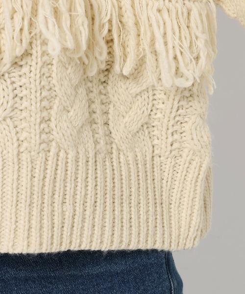 LOWRYS FARM（ローリーズファーム）の「ケーブルフリンジSHORT丈　588920（ポロシャツ・レディース・アイボリー/レッド/ブラウン・FREE）」の19枚目の写真