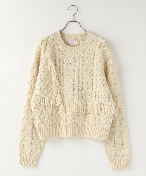 LOWRYS FARM（ローリーズファーム）の「ケーブルフリンジSHORT丈　588920（ポロシャツ・レディース・アイボリー/レッド/ブラウン・FREE）」の12枚目の写真