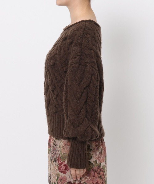 mysty woman（ミスティウーマン）の「ボートネックケーブルニット 583461（ニット/セーター・レディース・アイボリー/ブラウン・FREE）」の17枚目の写真