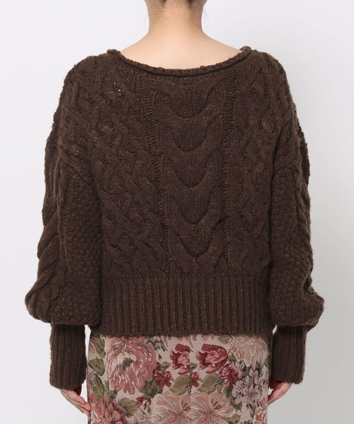 mysty woman（ミスティウーマン）の「ボートネックケーブルニット 583461（ニット/セーター・レディース・アイボリー/ブラウン・FREE）」の18枚目の写真