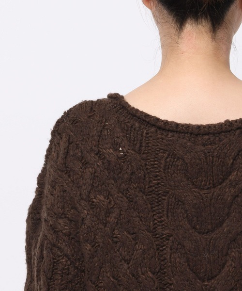 mysty woman（ミスティウーマン）の「ボートネックケーブルニット 583461（ニット/セーター・レディース・アイボリー/ブラウン・FREE）」の22枚目の写真