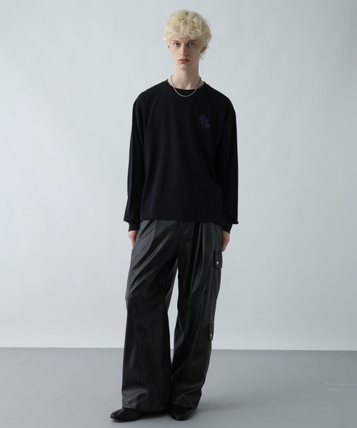 HARE（ハレ）の「【接触冷感】メルトフラワーバックプリントカット(HARE)（Tシャツ/カットソー・メンズ・ブラック/パープル/ホワイト・SMALL/MEDIUM）」の6枚目の写真