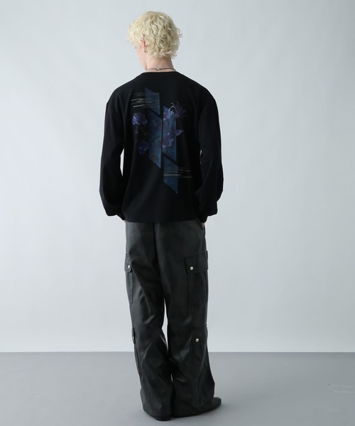 HARE（ハレ）の「【接触冷感】メルトフラワーバックプリントカット(HARE)（Tシャツ/カットソー・メンズ・ブラック/パープル/ホワイト・SMALL/MEDIUM）」の7枚目の写真