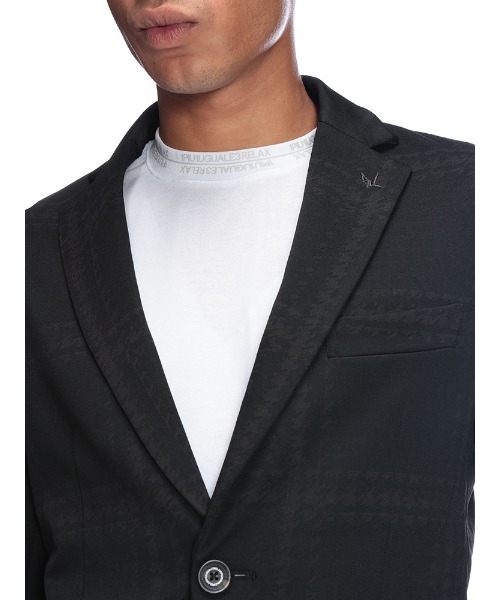 1piu1uguale3 RELAX（ウノピュウノウグァーレトレリラックス）の「1PIU1UGUALE3 RELAX (ウノ ピュ ウノ ウグァーレ トレ リラックス) ウィンドウペン ジャガード 2つボタン シングル ジャケット HOUNDSTOOTH 1PRUSO25101（テーラードジャケット・メンズ・ブラック・L/XL/2XL/S/M）」の16枚目の写真
