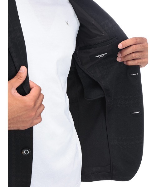 1piu1uguale3 RELAX（ウノピュウノウグァーレトレリラックス）の「1PIU1UGUALE3 RELAX (ウノ ピュ ウノ ウグァーレ トレ リラックス) ウィンドウペン ジャガード 2つボタン シングル ジャケット HOUNDSTOOTH 1PRUSO25101（テーラードジャケット・メンズ・ブラック・L/XL/2XL/S/M）」の11枚目の写真